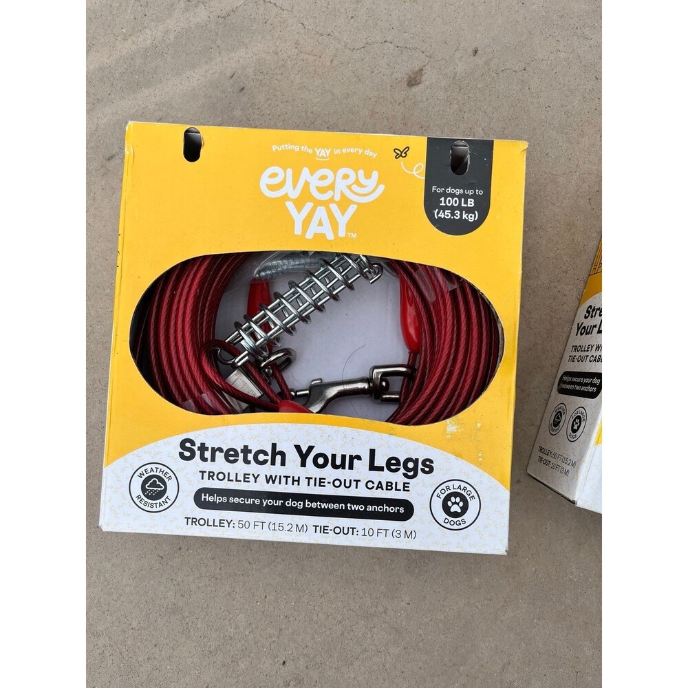 New in Box "Stretch Your Legs" Dog Tie Out Trolley with Cable